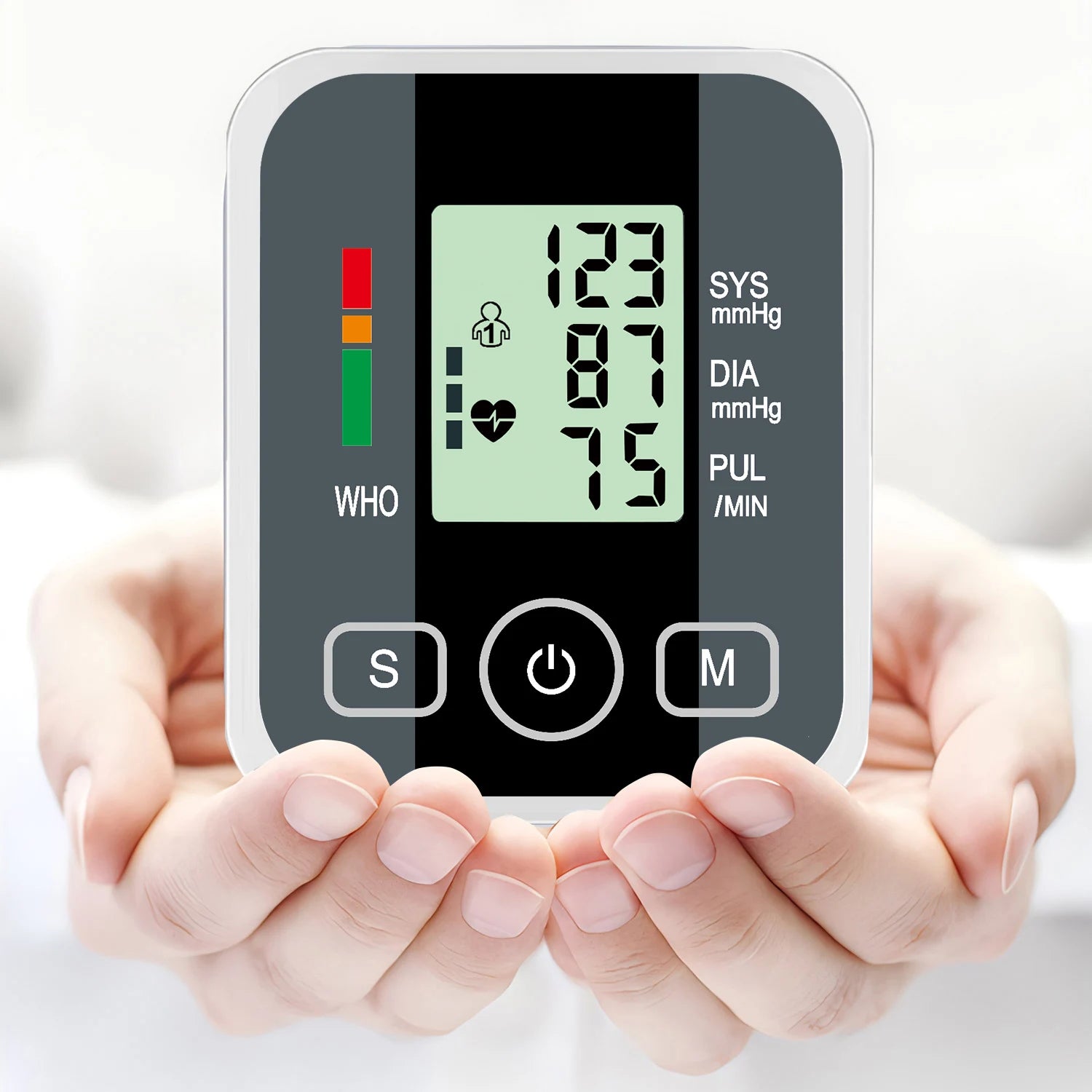 Portable LED Upper Arm Blood Pressure Monitor Portable Digital Tonometer Sphygmomanometer BP Monitor