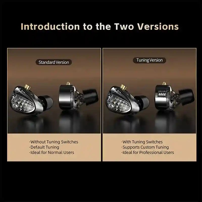 Wired In-Ear Monitors - Hybrid 2DD+4BA HiFi Drivers Black Tidesmit