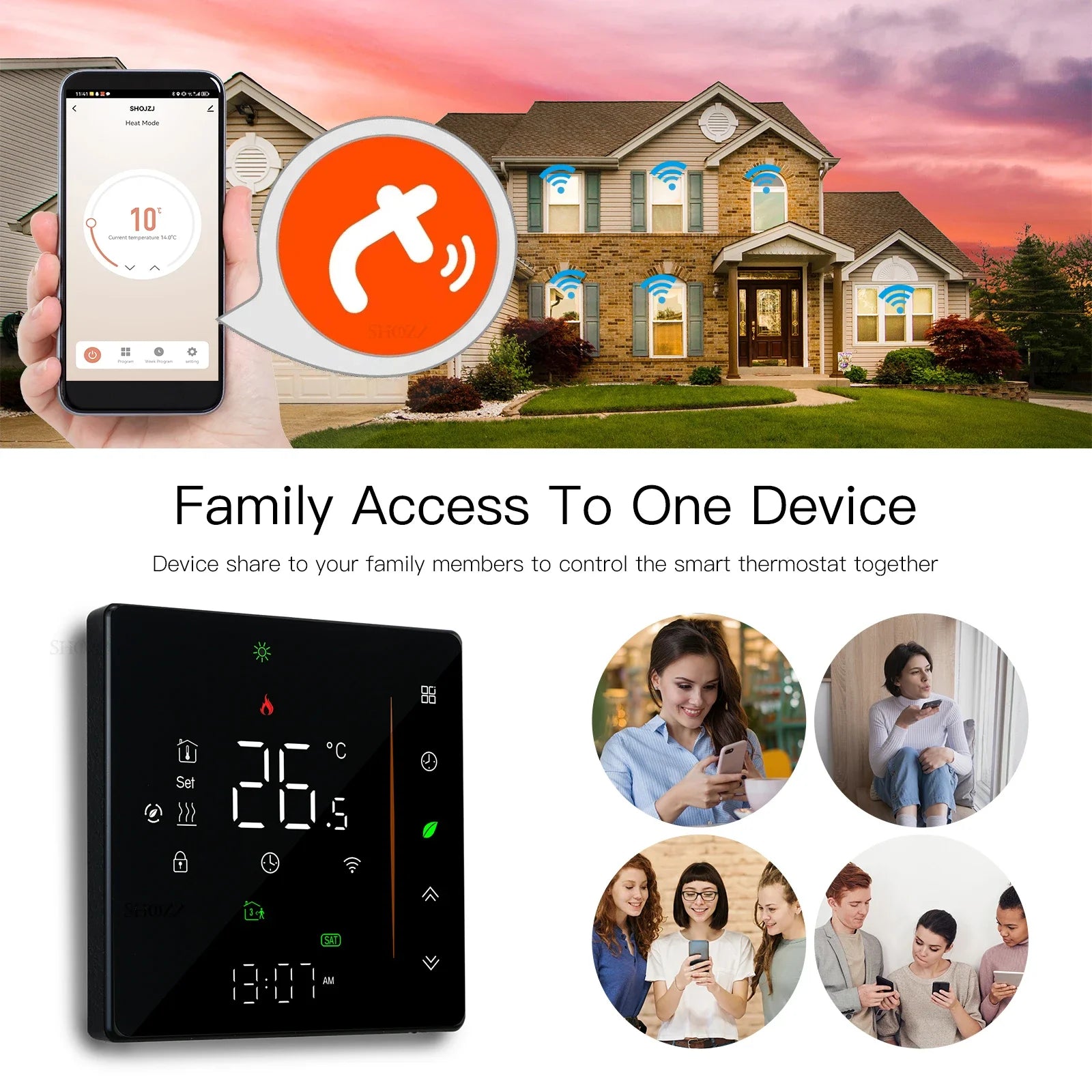 Smart WiFi Thermostat for Floor Heating&Cooling System Compatible with Gas Boiler Heat Pump HVAC Control Controller/Actuator