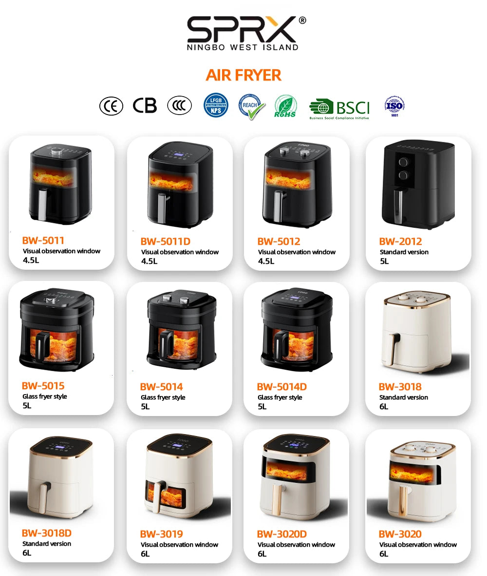 New Design 5l Electric Fryer Kitchen Oil-free Air Fryer Factory With Great Price