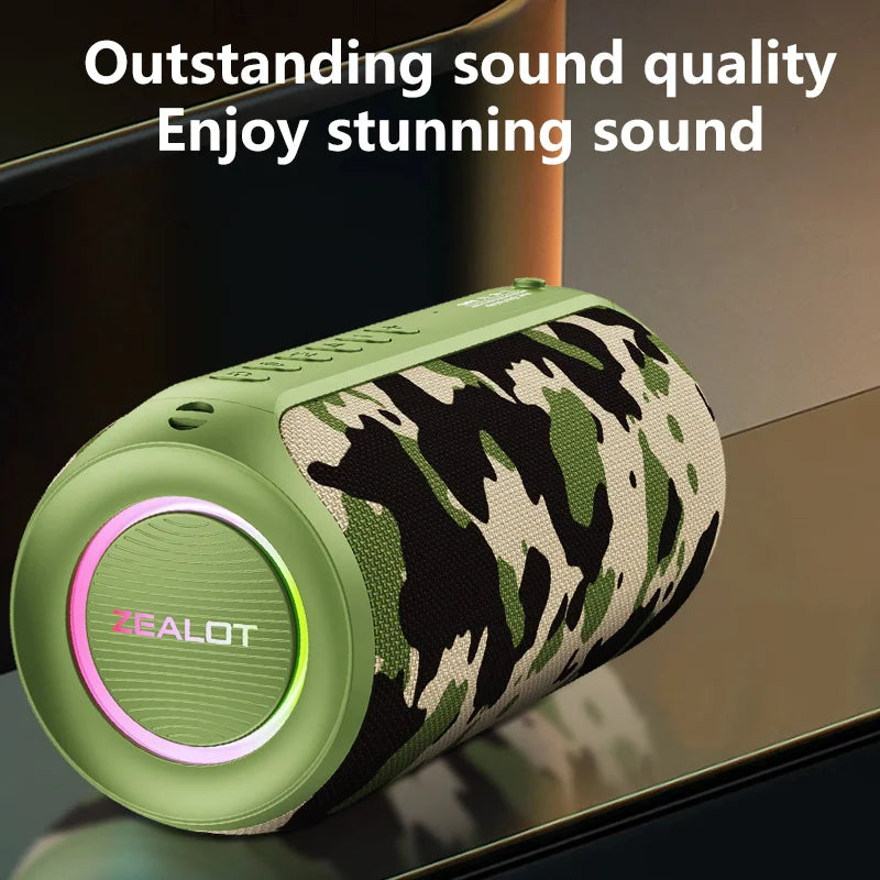 Zealot S32 MAX Outdoor Portable Subwoofer Wireless Speaker,Waterproof IPX 5,Dual Pairing, 3600mAh Battery.