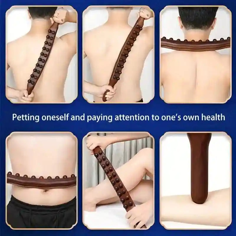 Massage Stick Double Row 20 Beads Wooden Manual Tool for Muscle Relief Eye Massage Instrument Tidesmit