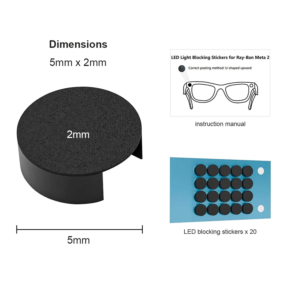 LED Light Blocking Covers for Smart Glasses (20 Pack) - Tidesmit Tidesmit