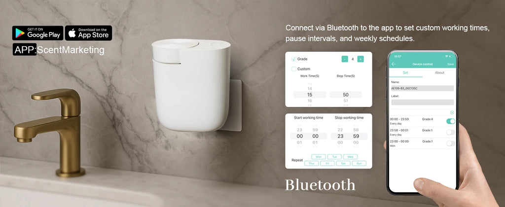 Plug-In Diffuser with Timer Control Scent Intensity Button Bluetooth APP Connectivity Waterless  Diffuser for Home, Hotel,Office