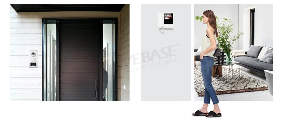 4.3" Hands-free Video Door Phone Intercom System for 3 Families RFID Outdoor Unit 3 Monitors Wired Doorbell Home Access Control