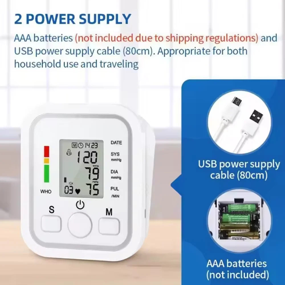Blood Pressure Meter Digital Automatic Tonometer Upper Arm Blood Pressure Monitor Medical Tensiometer Sphygmomanometer Measure