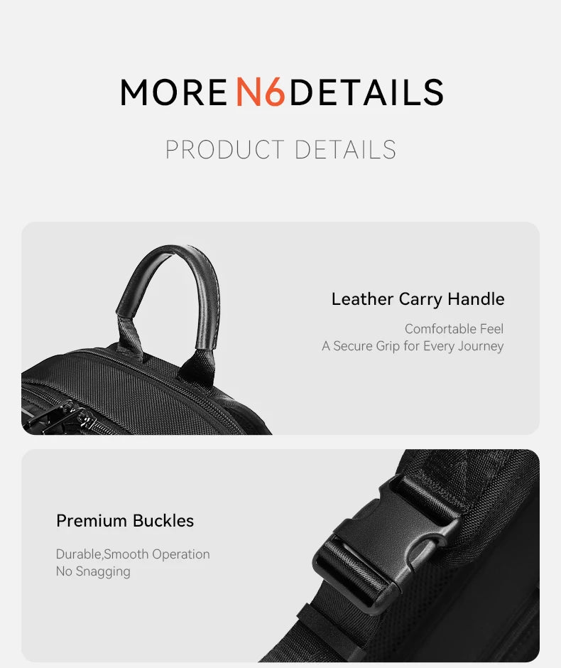 ReeYee N6 6L Sling Chest Bag, Combination Lock Security Crossbody Pack, Unique Design with Smart Organization Compartments