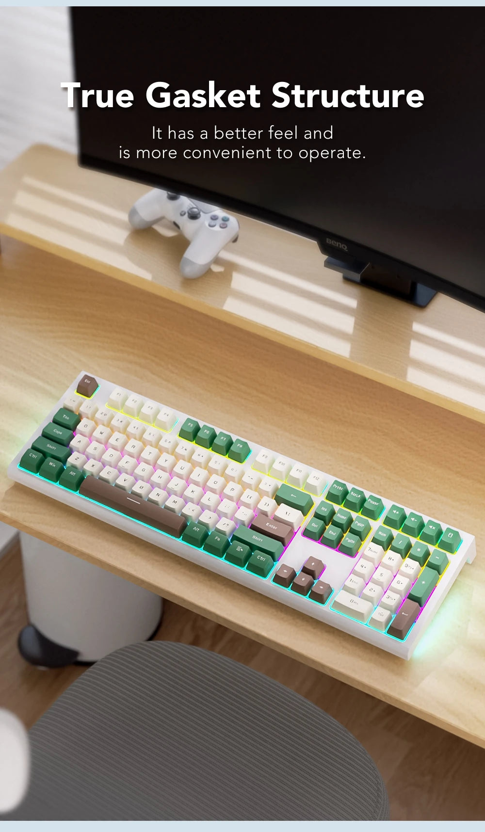 108-Key Wired Mechanical Gaming Keyboard | LED Backlit | Low Latency Anti-Ghosting | Dedicated Gaming Chip | for PC/Mac Gamer