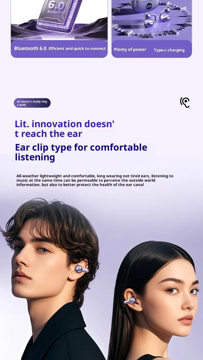 Tidesmit Open-Ear Wireless Sport Earbuds - Secure Clip-On Audio Tidesmit