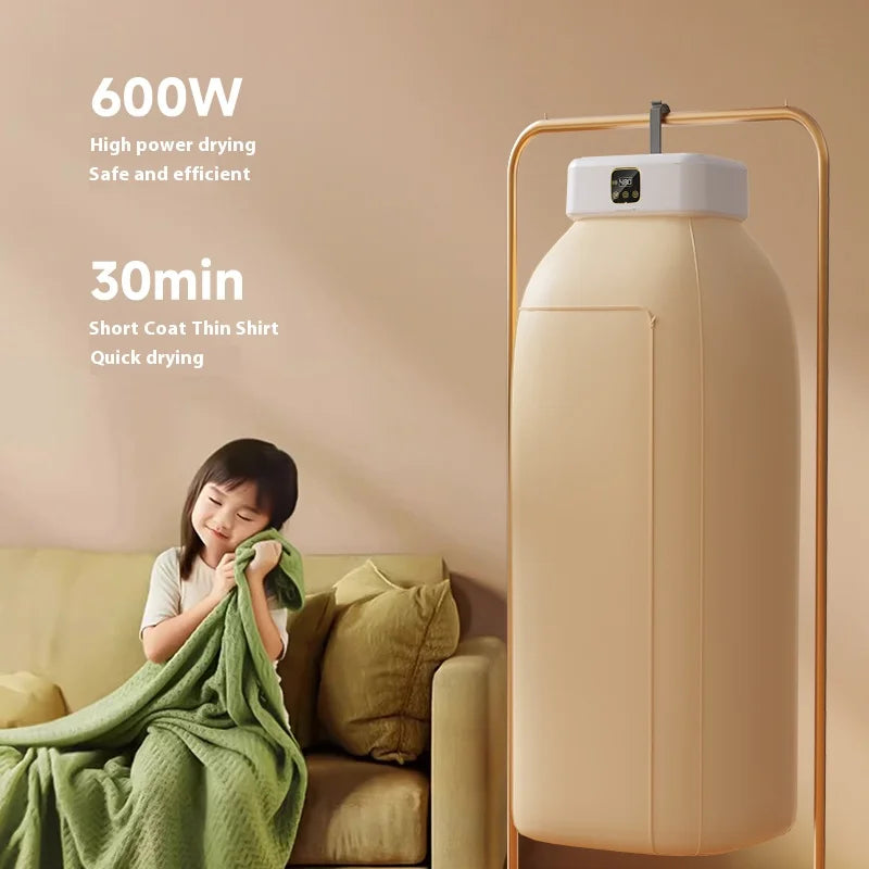 Tidesmit portable foldable laundry dryer machine with dryer bag and timer setting for compact garment drying