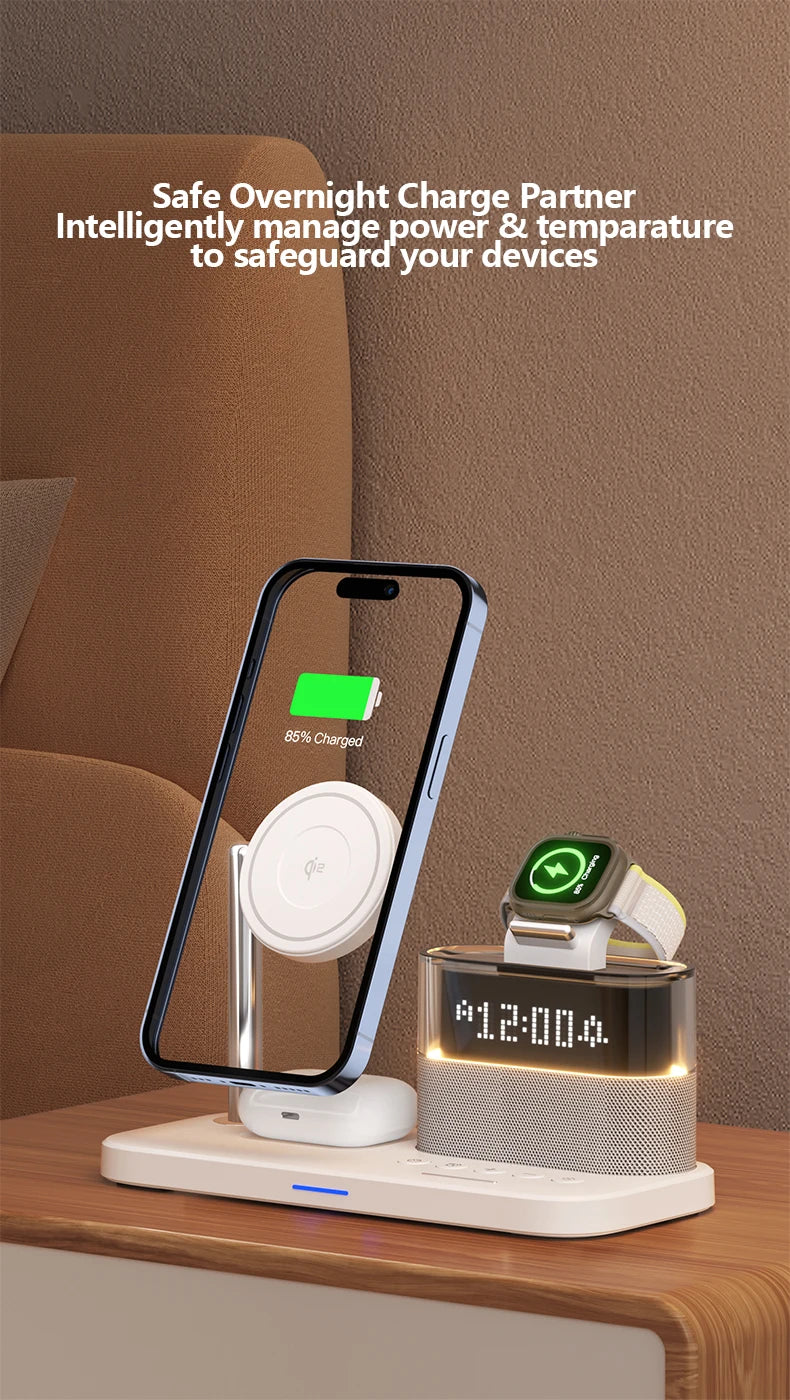 Qi2 Wireless Charger with Alarm Clock & RGB Light - Tidesmit Tidesmit