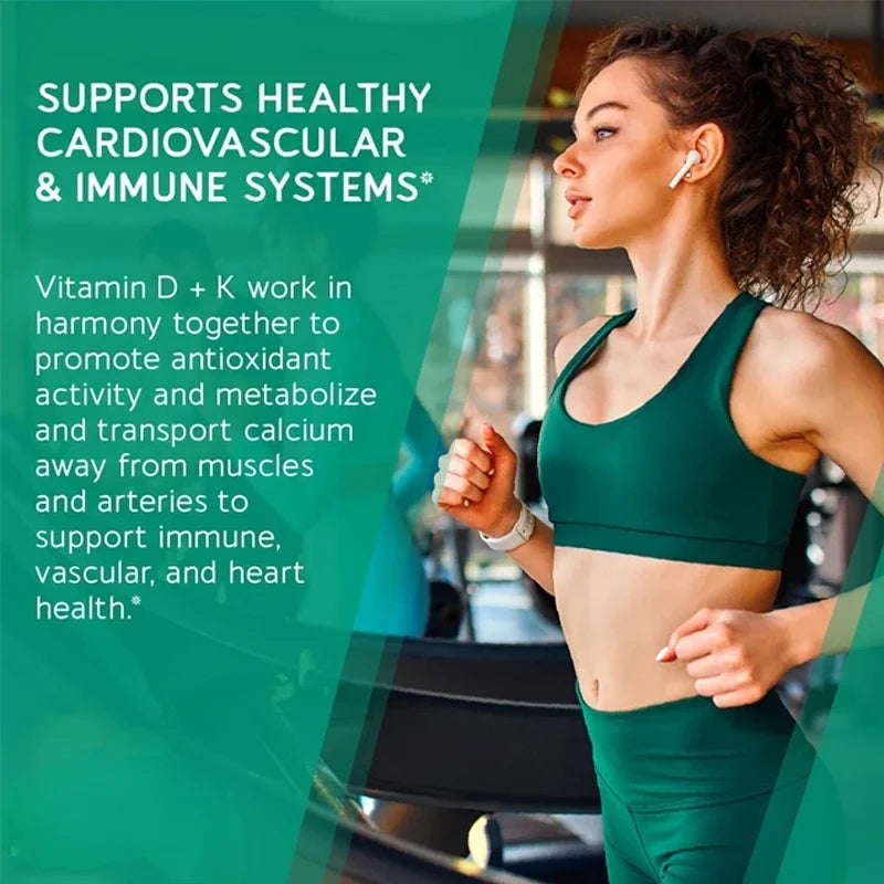 Vitamin D3 K2 60 Capsules ( And 200mcg) Three In One Composite Support, Suitable For Teeth, Heart, And Immune System