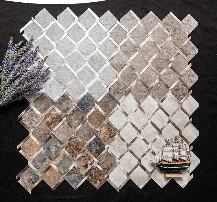 Mosaic Wall Tile Peel and Stick Self Adhesive Wall Stickers Waterproof Aluminum Composite Rectangle Kitchen Bath Tile Backsplash