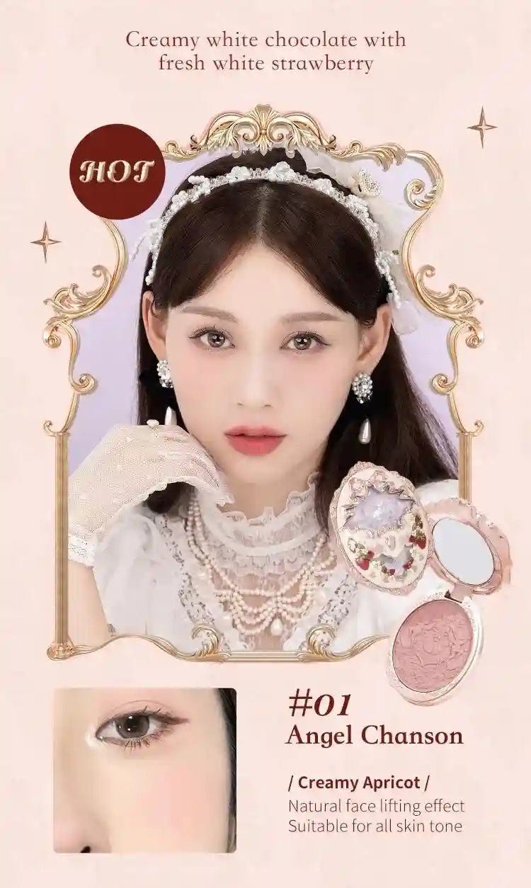Tidesmit Flower Knows Strawberry Rococo embossed blusher in detail view for smooth long lasting face makeup