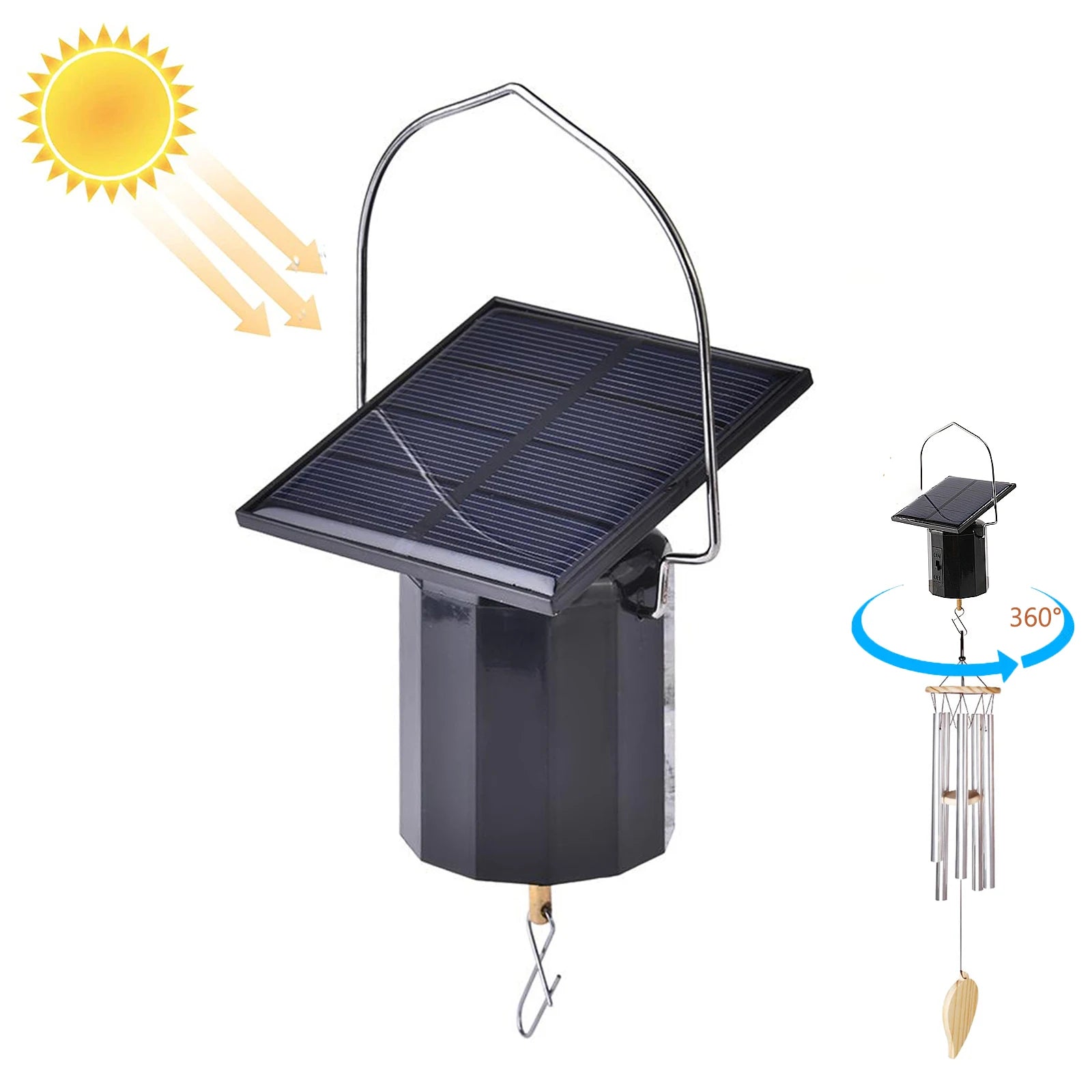 Solar Motor Wind Spinner - Black Rotating Hanging Ornament Tidesmit
