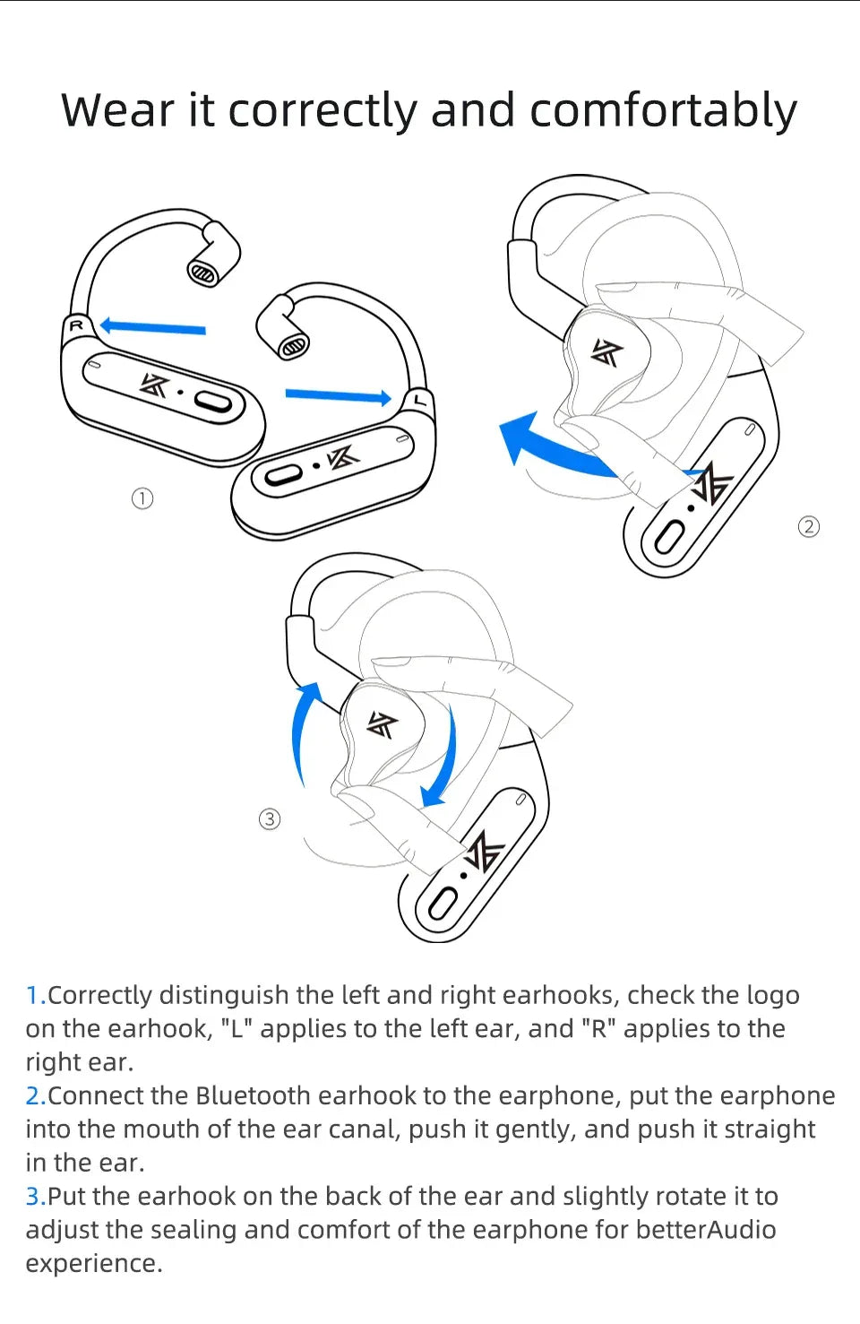 Bluetooth 5.2 Wireless Ear Hooks for KZ Monitors - Tidesmit Tidesmit