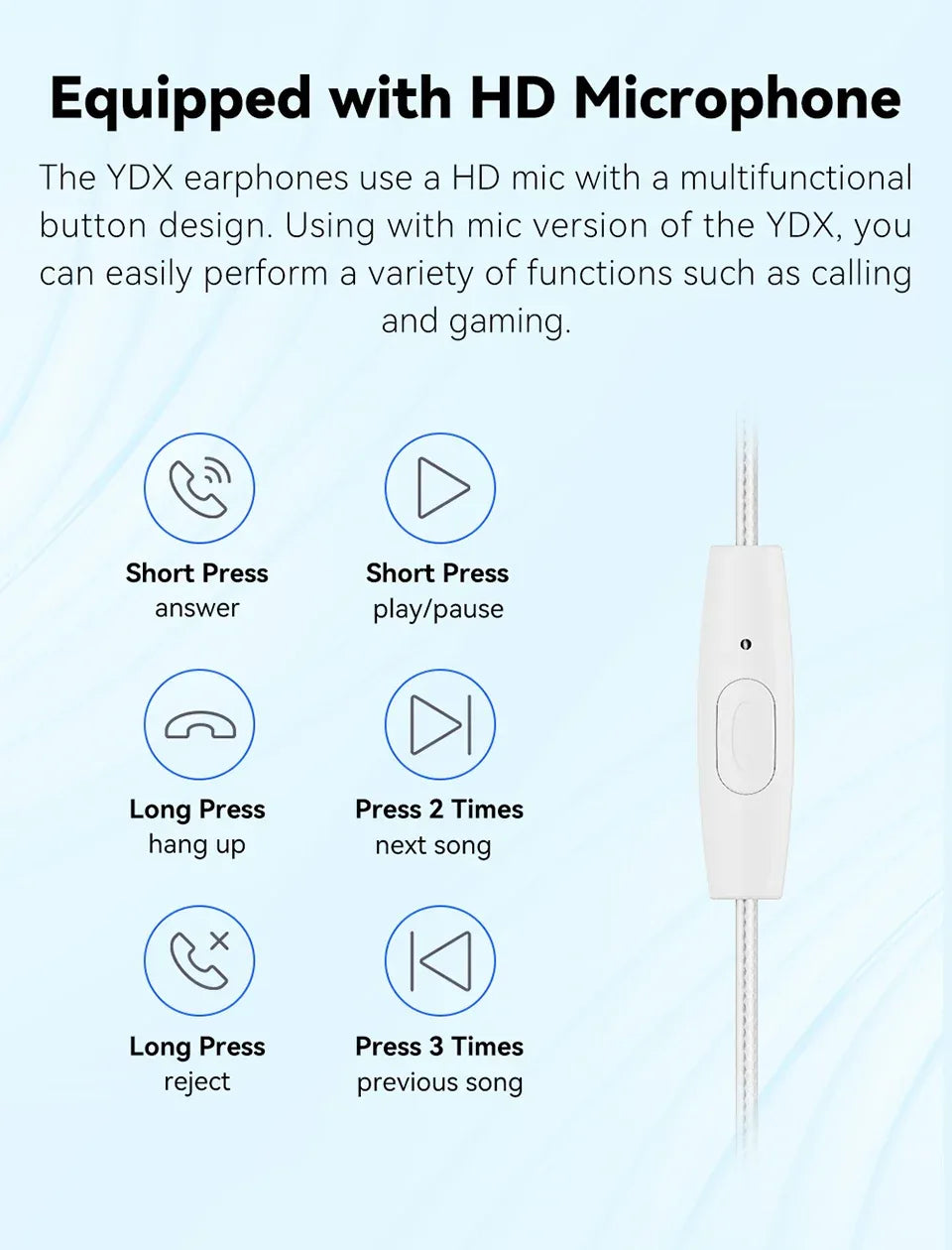 HiFi Wired Earbuds, 14.8mm Dynamic Driver, Detachable Cable - Tidesmit Tidesmit