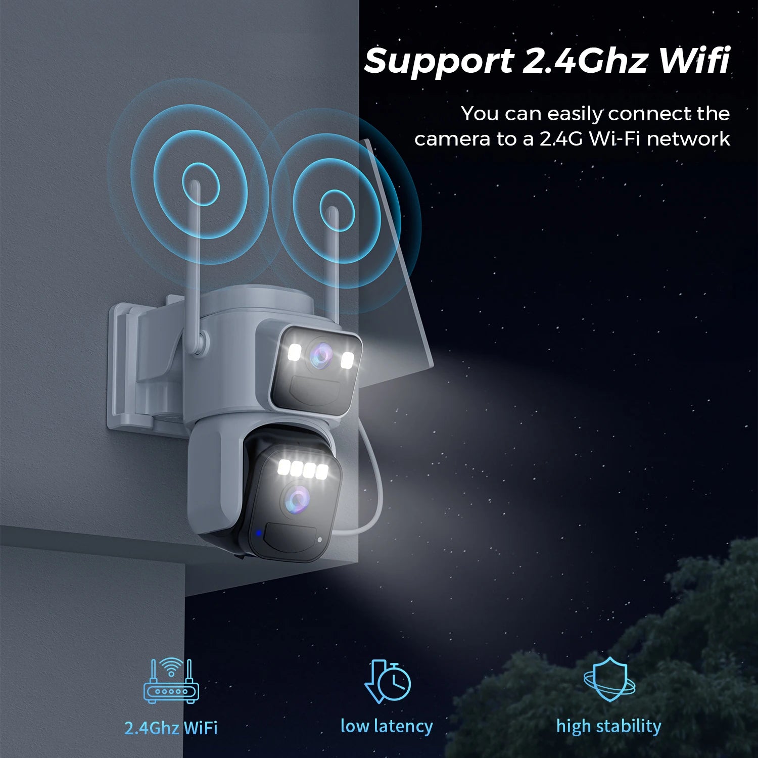 10MP PZT Solar IP Camera WiFi Outdoor 5K HD Dual Lens Home Security Camera Built in Battery Solar Panel and AI Person Detection