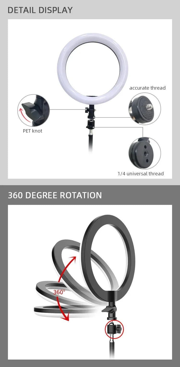 10 Inch LED Ring Light with Phone Holder - Adjustable Studio Lighting Tidesmit