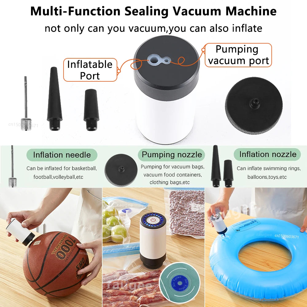 Electric Vacuum Sealer Pump Mini Handheld Vacuum Pump with Food Vacuum Bags USB Rechargeable Portable Mini Vacuum Sealer Machine