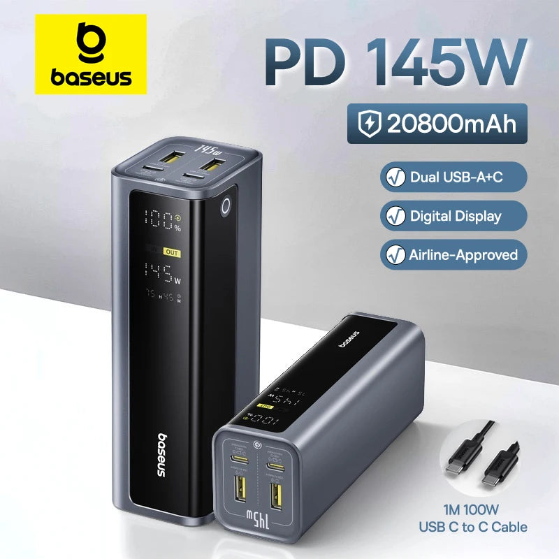 145W Fast Charging Power Bank 20800mAh Portable Laptop Charger Tidesmit