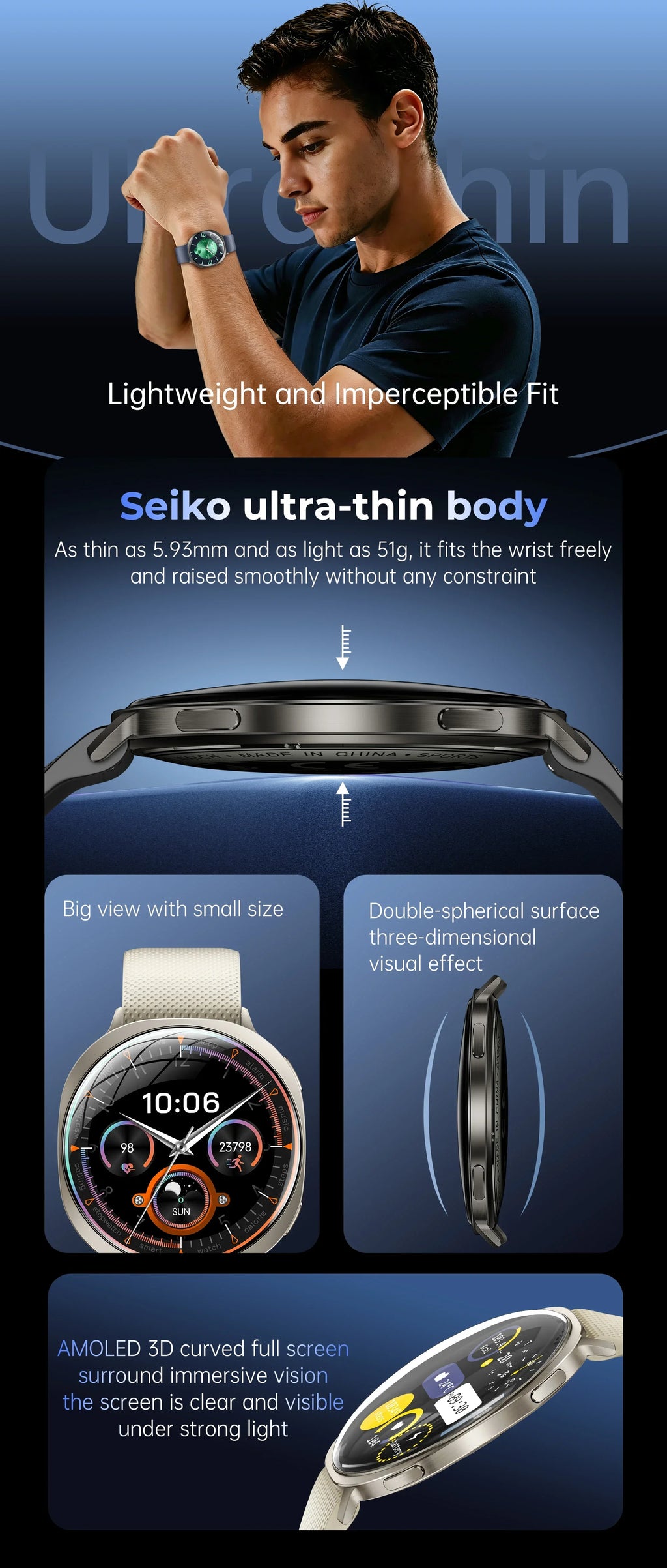 2026 New SmartWatch 5.93mm Thin HD Display Answer Make Call Message Sport Fitness Bracelet IP68 Waterproof Clock for Women Men