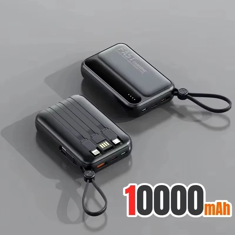 Portable Power Bank with Built-in Cables - Fast Charging 50000mAh Black 10000mah Tidesmit