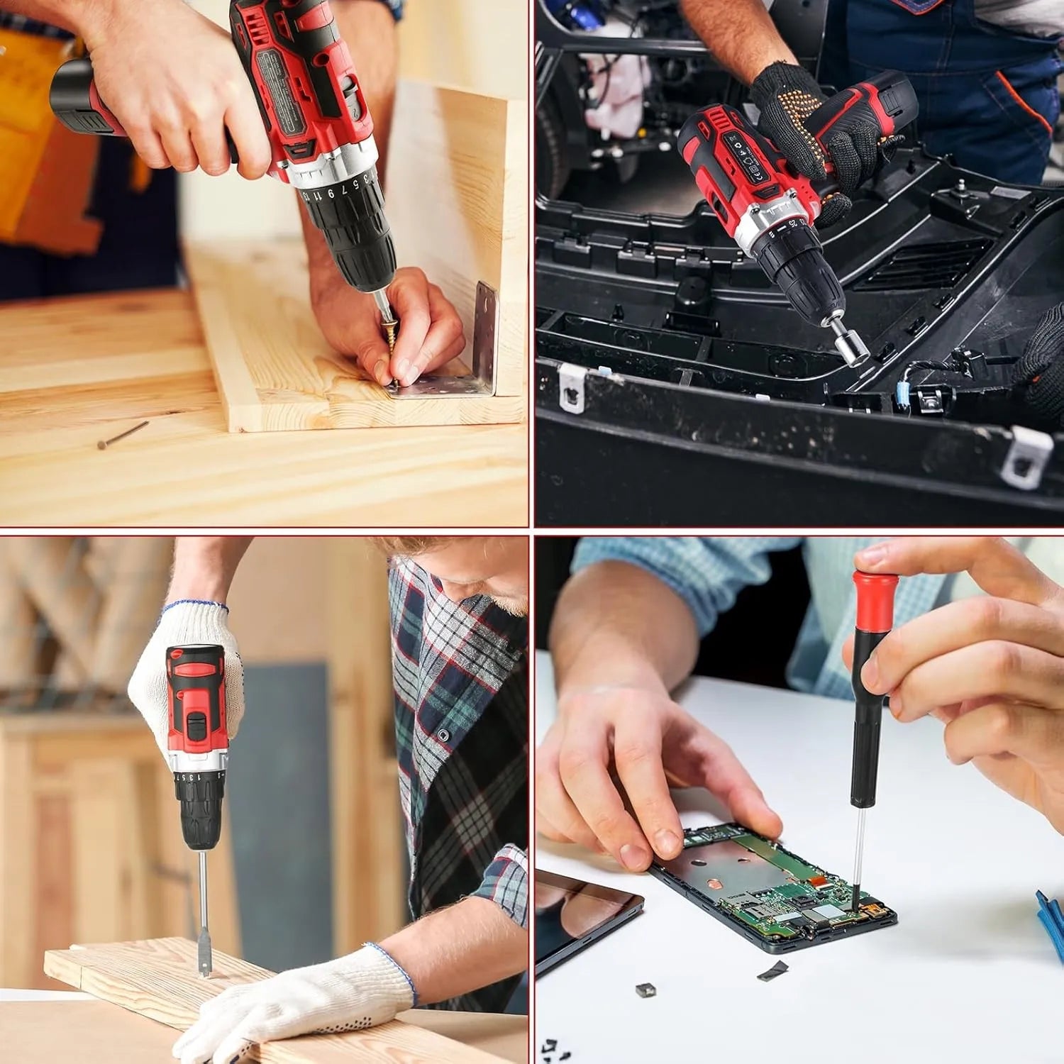 138-Tool Box with Cordless Screwdriver - Extensive Tool and Drill Set w/ 12V Electric Cordless Drill for Repairs and Maintenance