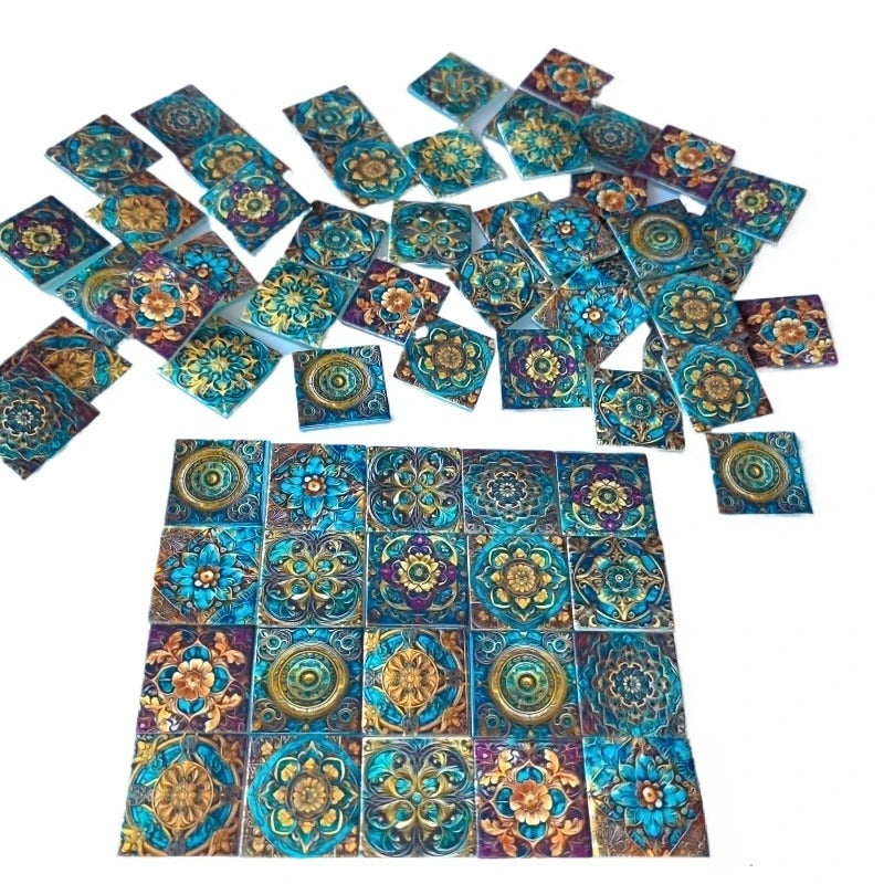 16/32 Pcs DIY Meltable Glass Mosaic Tiles Pack Unique Floral Design Handcraft Decorations Ideal for Do-It-Yourself Projects