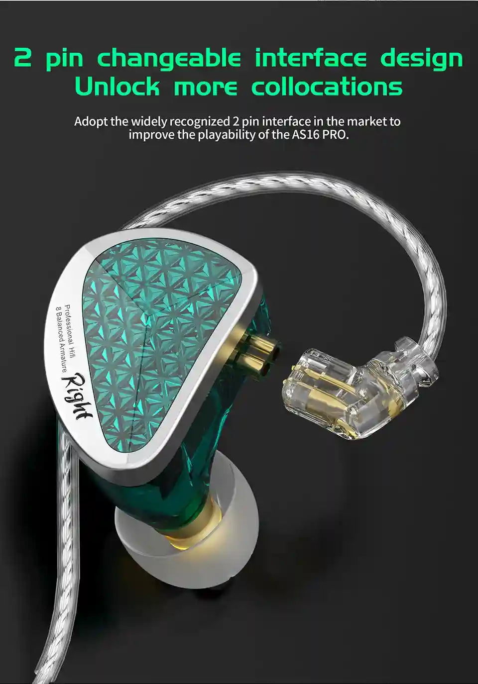KZ AS16 Pro 16BA Hi-Fi In-Ear Monitors with Precision Noise Isolation Tidesmit