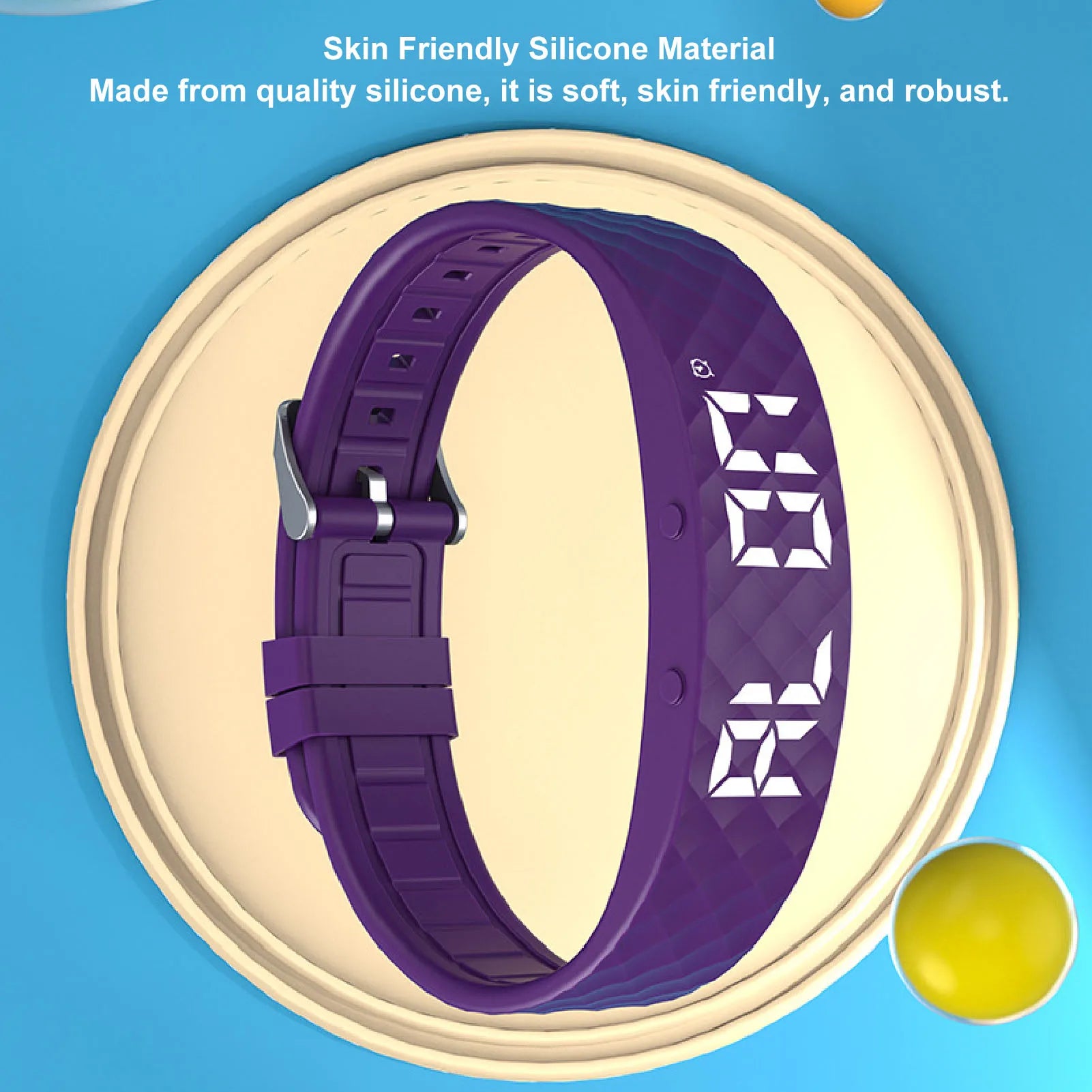 Vibrating Alarm Reminder USB Charging Watch LED Fitness Tracker Watch with Timer for Calories Sleep Tracking Purple