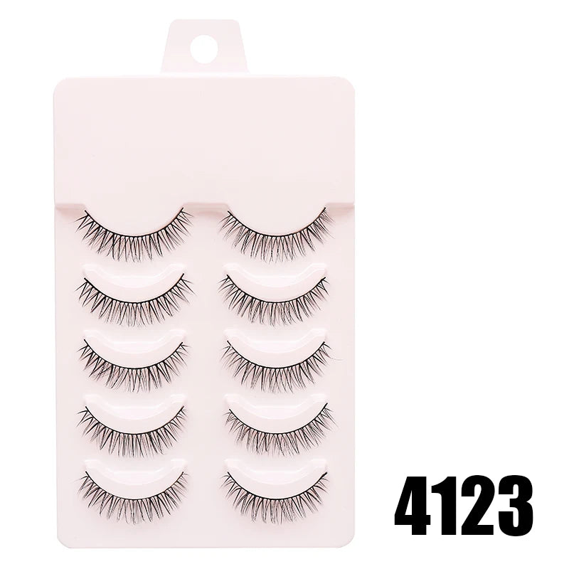Anime Manga False Eyelashes - Natural Wispy Faux Lashes - 5 Pairs Set False Eyelashes 4123 Tidesmit