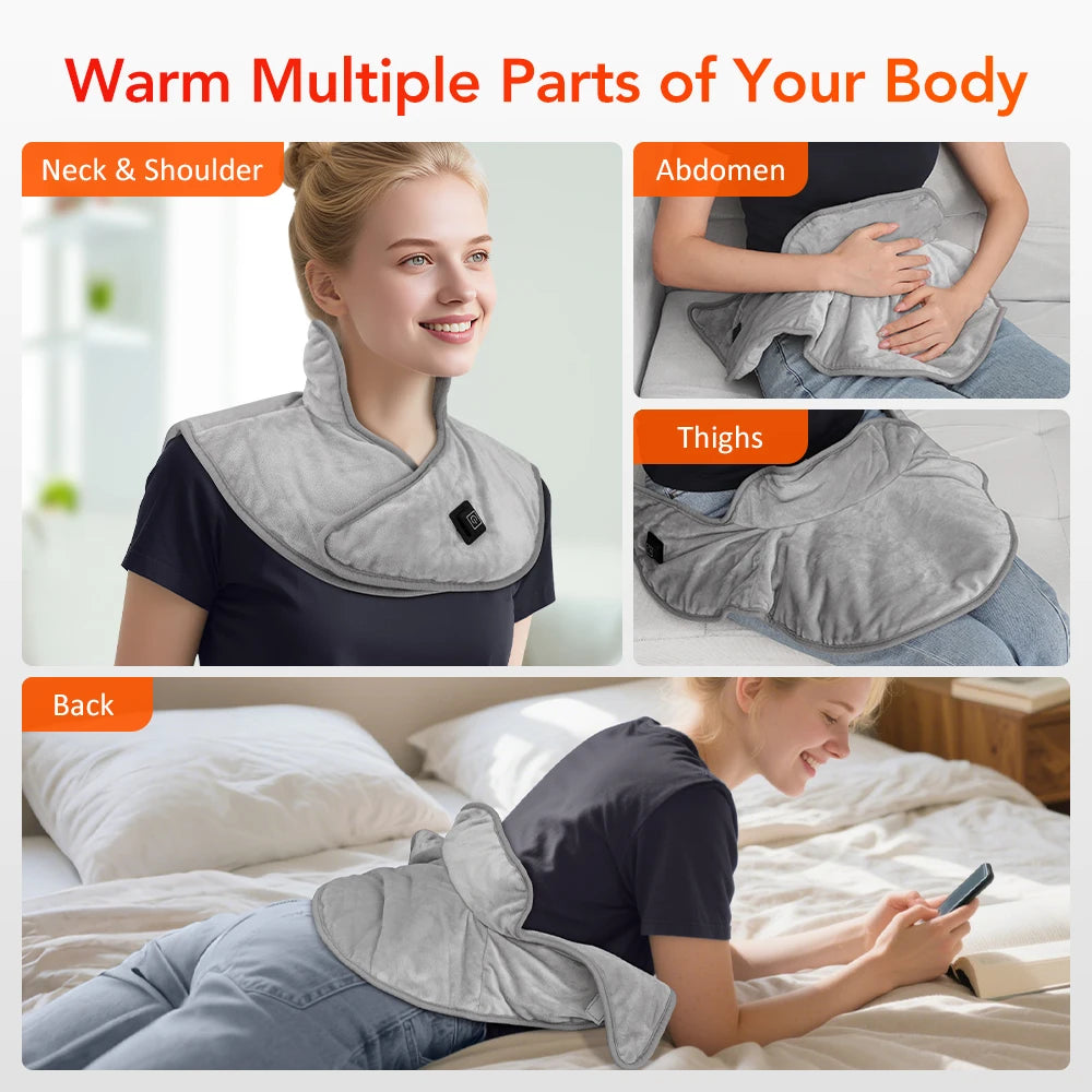 Electric Heating Neck Shoulder Massager - USB Rechargeable Cervical Pad Fascia Gun Tidesmit