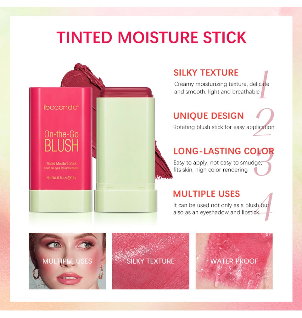 Tidesmit rotating orange blush cream stick long-lasting waterproof moisturizing face makeup swatch detail