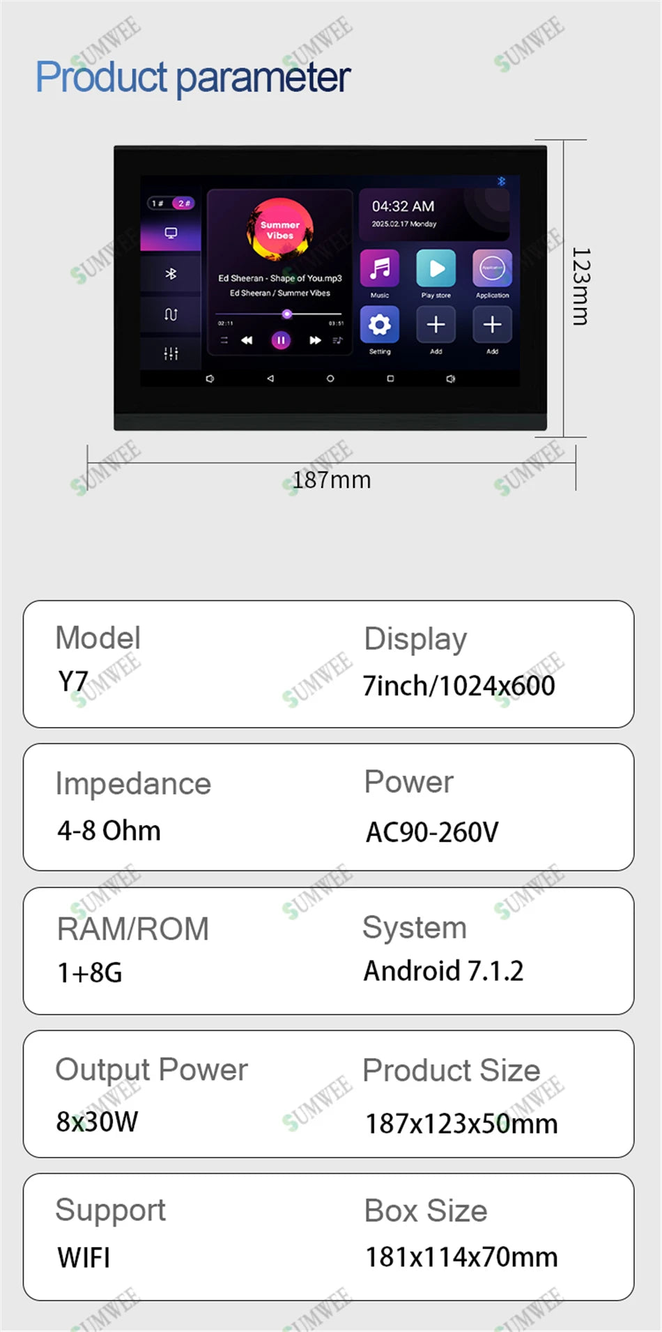 Smart Audio System Home Theater Sound in Wall Power Amplifier Android WiFi Bluetooths System with 5 Inch Stereo Ceiling Speakers