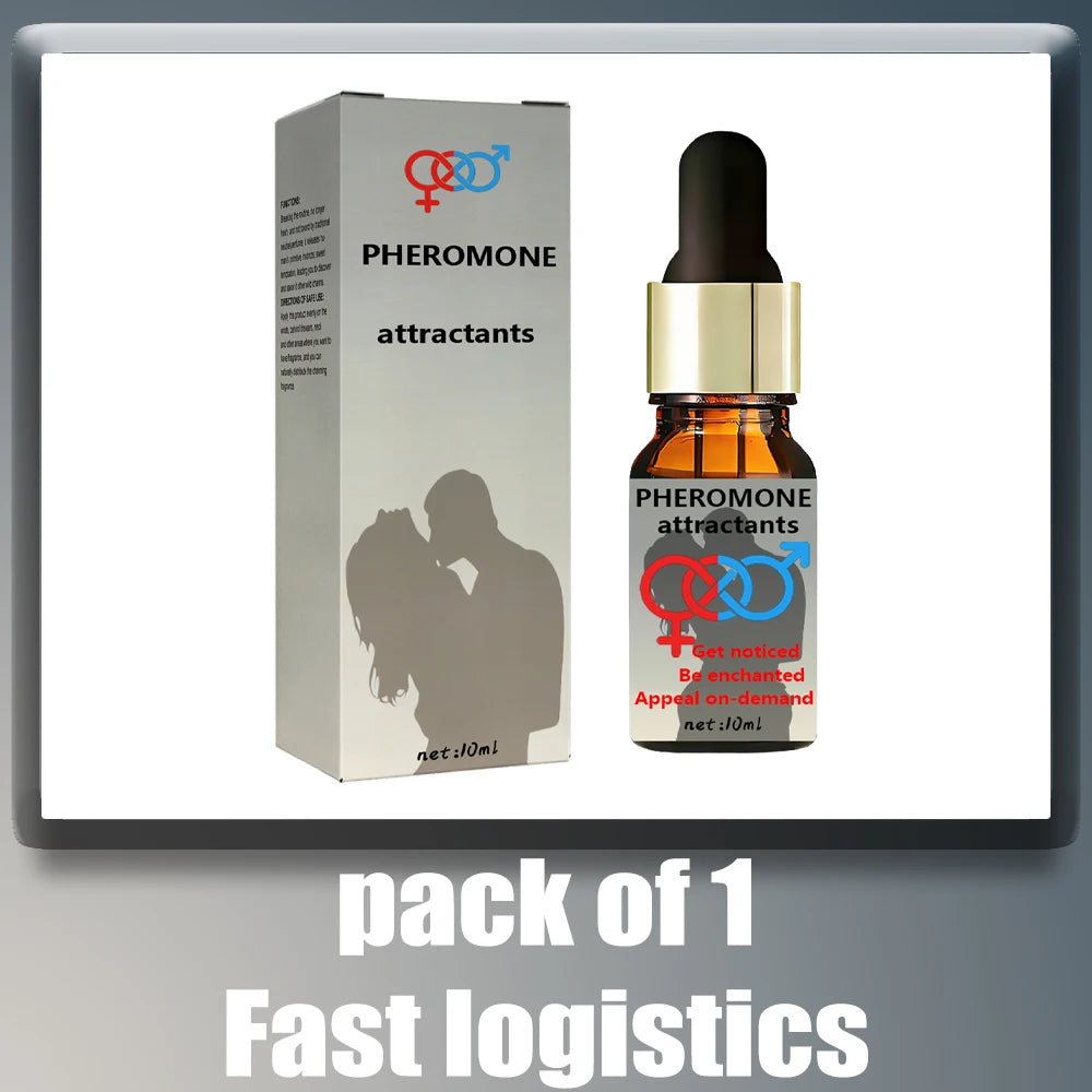 Pheromone Seductive 10ml amber dropper bottle perfume for men, long-lasting charming scent to attract women.