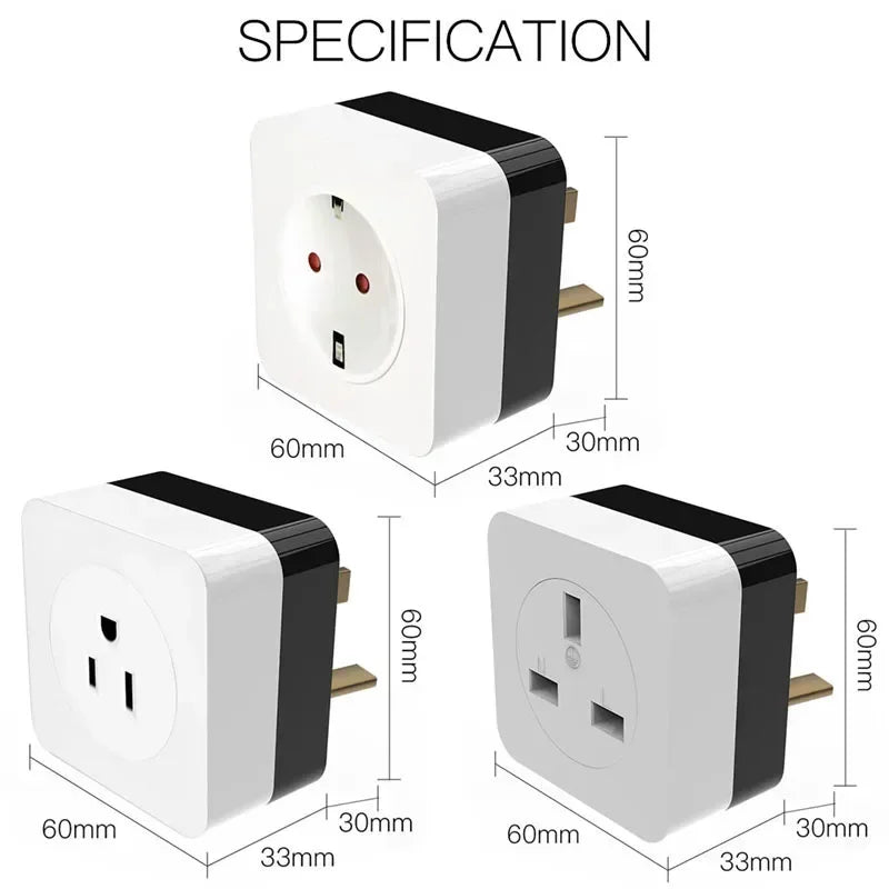 Tuya Smart Life WiFi Air Conditioner Plug Socket 16A UK US DE Outlet IR Remote Controller Alexa Google