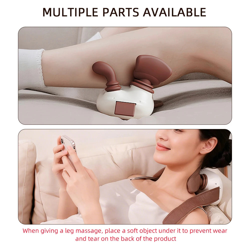 4D Electric Neck and Shoulder Massager with Heat Therapy - White Back Massage Instrument Tidesmit