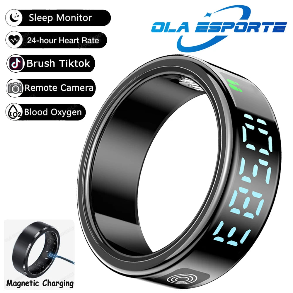 2026 New SR08 Men’s Smart Ring Support Screen Display Health Monitor Gesture Control Multi-Sport Modes 5ATM Waterproof Smartring Magnetic-Black Tidesmit
