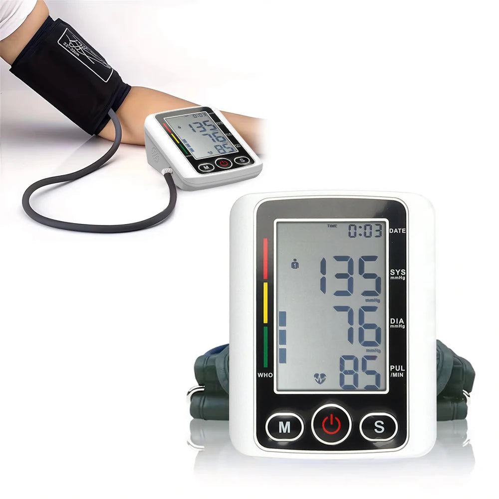 Voice Portable LED Upper Arm Blood Pressure Monitor Portable Rechargeable Digital Tonometer Sphygmomanometer BP Monitor