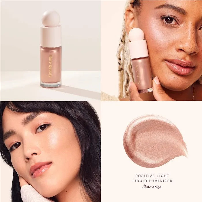 Tidesmit shimmering liquid blush and glitter highlighter face makeup texture close-up for radiant glow