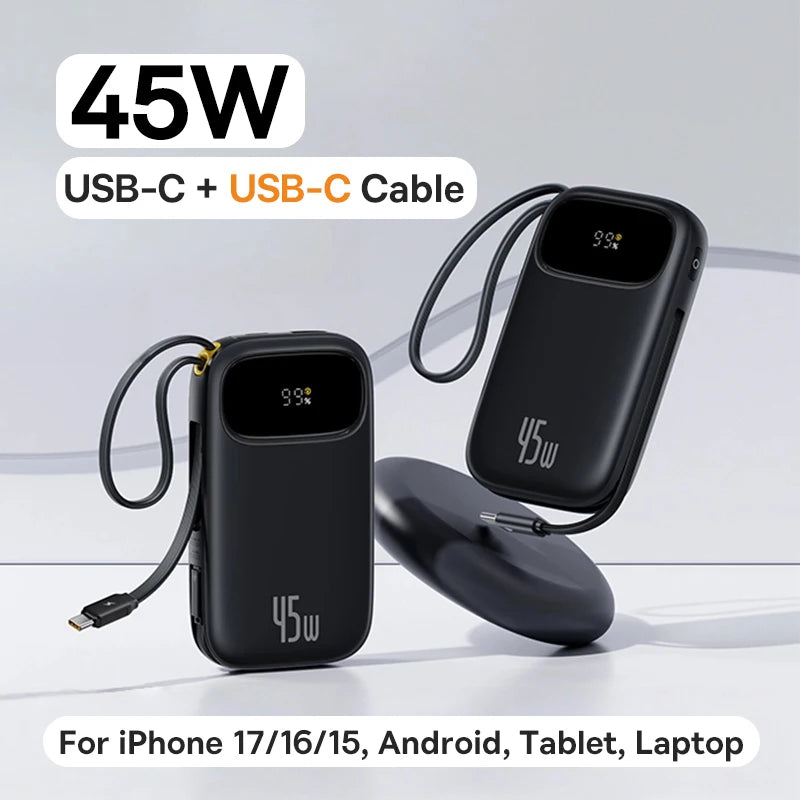 20000mAh Portable Charger with Fast Charging PD Power Delivery Dual USB-C Black Tidesmit