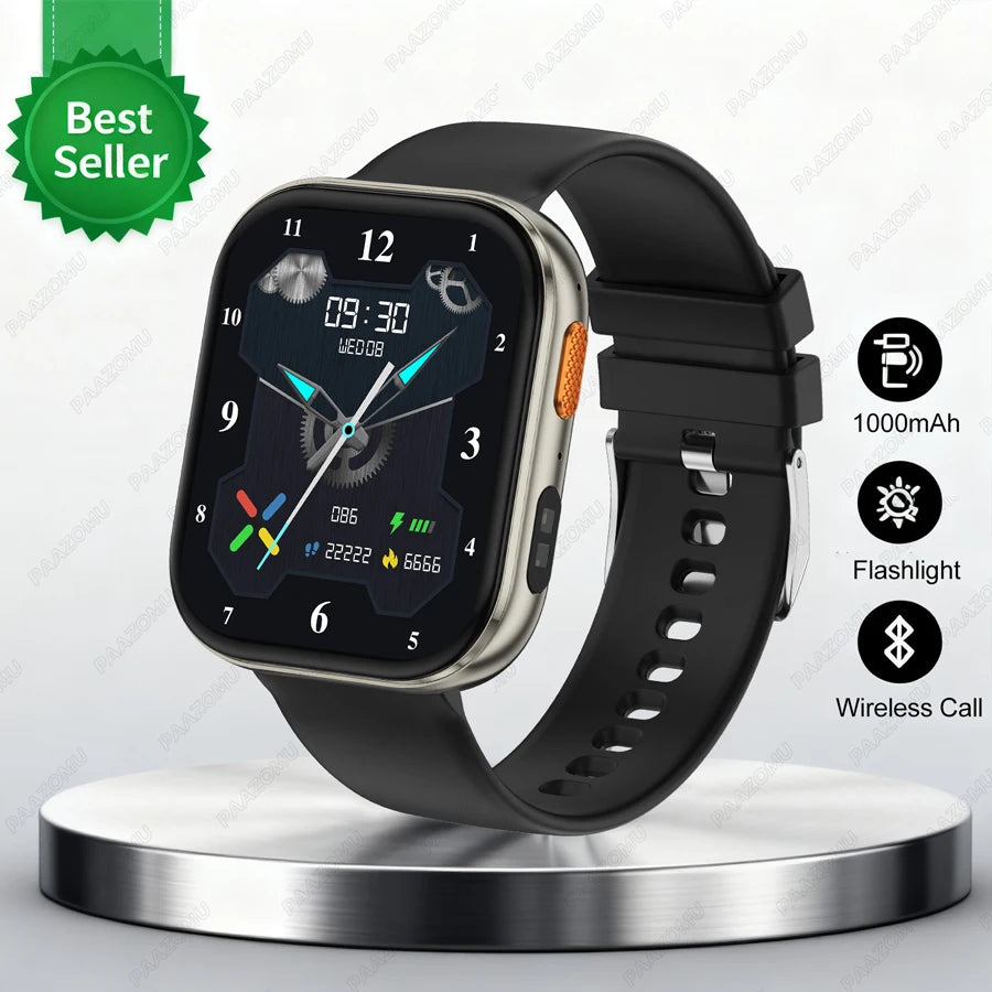 New 1000mAh Battery Smart Watches Men Heart Rate Sleep Monitor Bluetooth Call IP68 Waterproof Smartwatch Women For Android iOS