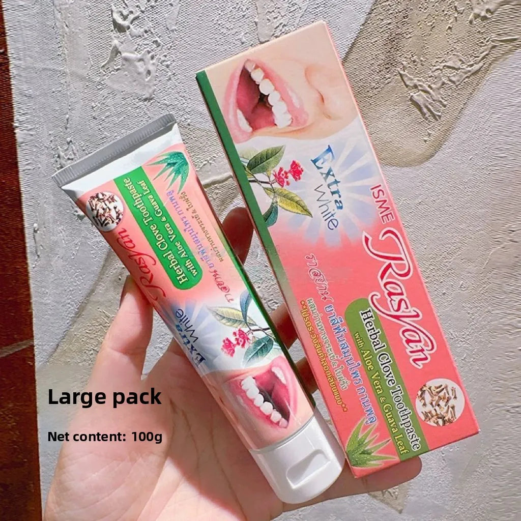 Tidesmit RASYAN herbal teeth whitening toothpaste for removing yellow stains, tobacco marks, and bad breath.