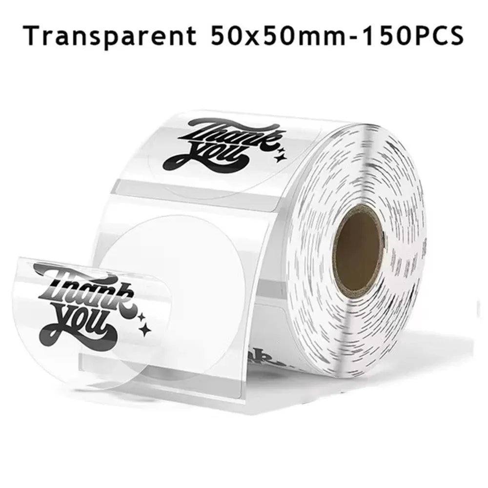 Transparent self-adhesive label paper roll, 50x50mm, waterproof