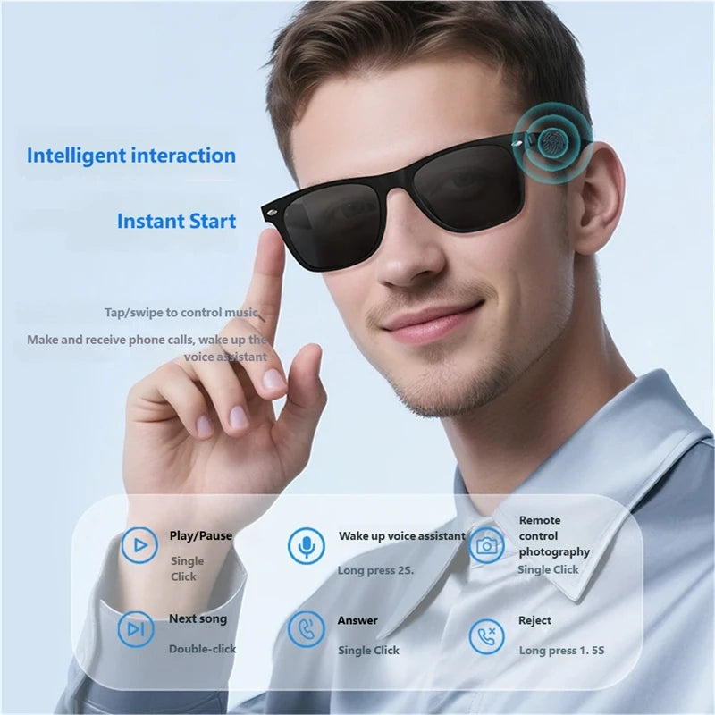 AI Smart Glasses Bluetooth Audio with Anti-Blue Light Protection Tidesmit