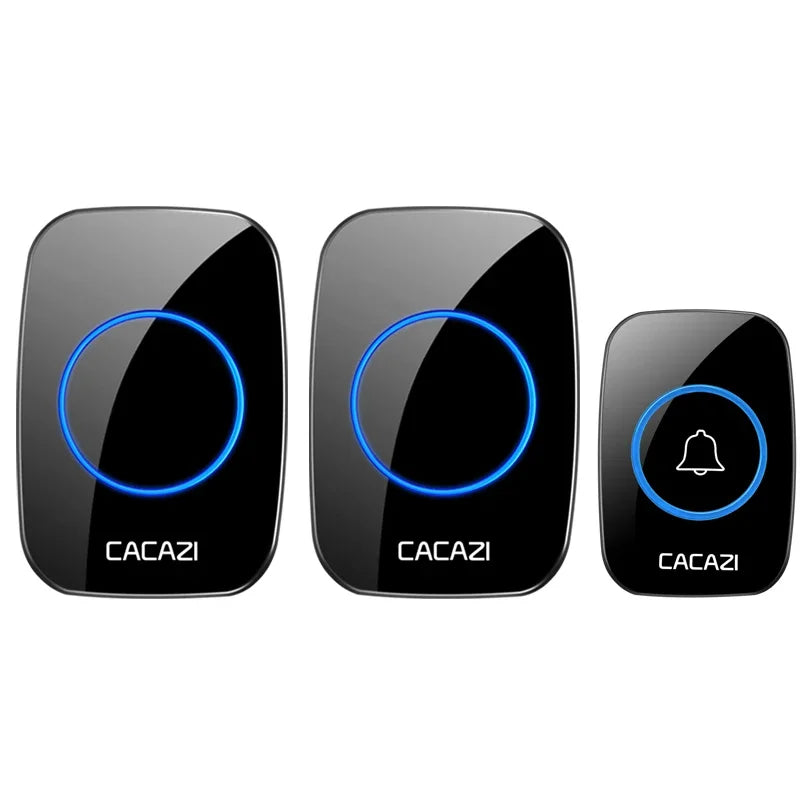 CACAZI 36 music 110DB 300M Wireless Doorbell Waterproof Remote Battery powered Smart Door Bell Battery 1  2 Button 1 2  Receiver