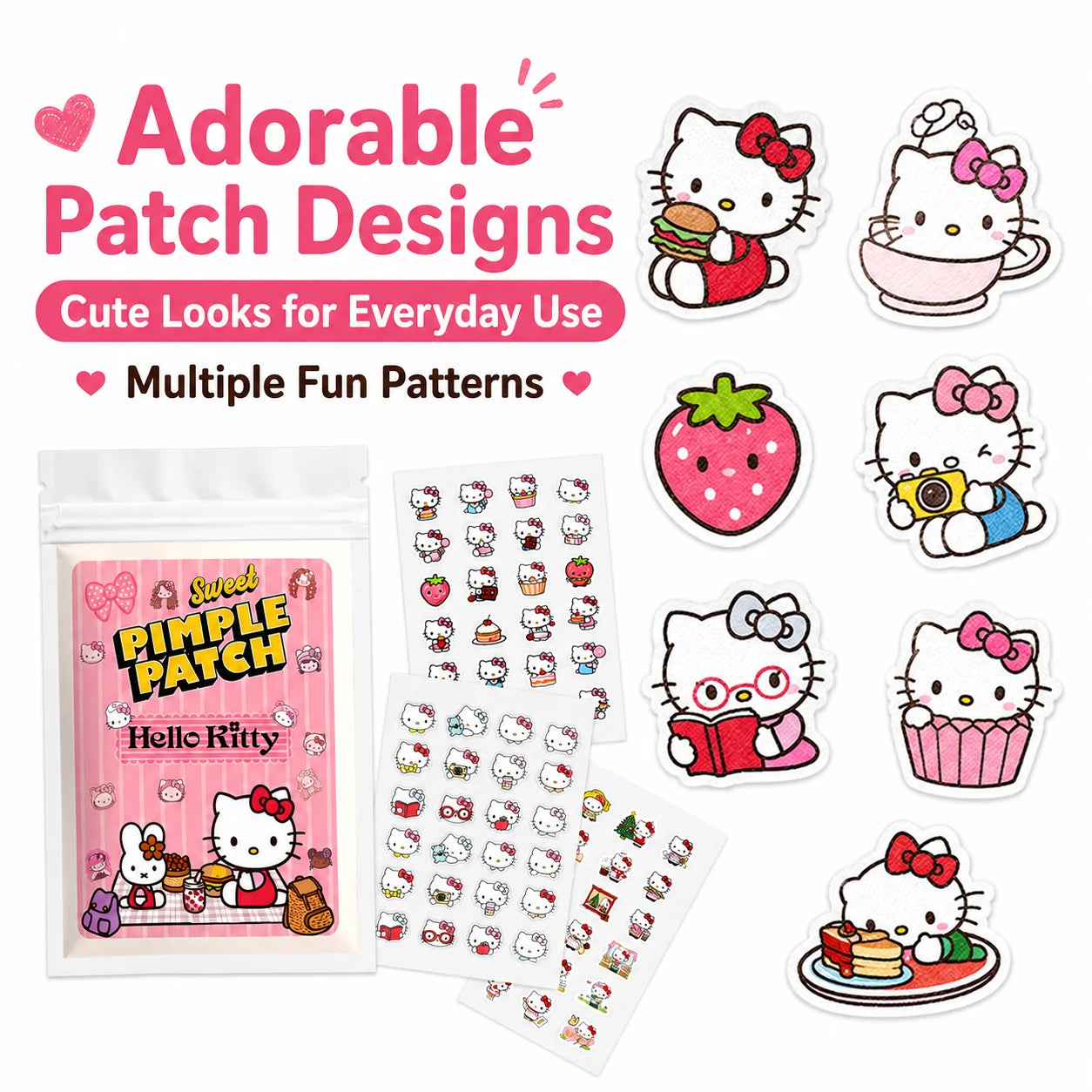 Hello Kitty Hydrocolloid Pimple Patch Acne Spot Cover Waterproof Breathable Invisible for Women Girls Daily Use