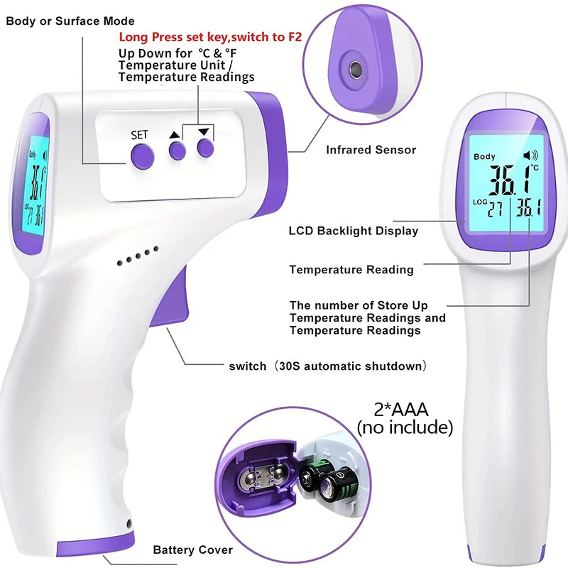 Portable Forehead Digital Thermometer Non Contact Infrared Medical Body Temperature Fever Measure Tool for Baby Adults