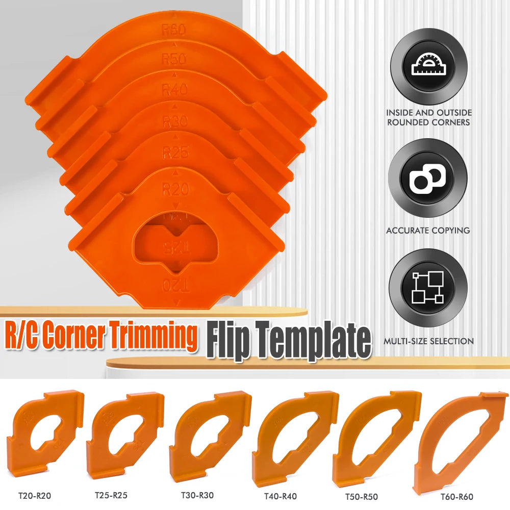 6-Piece Set Woodworking Trimming Machine Round Corner Template Straight Bevel R/C Corner Trimming Positioning Flip Template